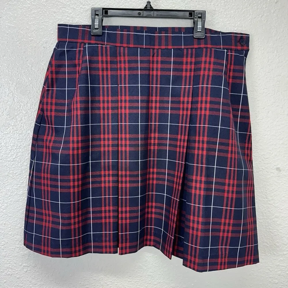 Dennis Uniform Girls Ward Plaid Stitched Down Kick Pleat School Skirt Junior 15